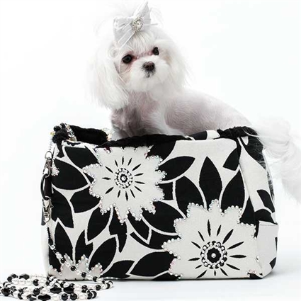 Parisian Designer Luxury Dog Carrier - M (15x9x 7) / White Checkered